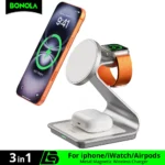 Bonola Magnetic 3 in 1 Wireless Charger for iPhone 17/16/15/13/14/12 30W Wireless