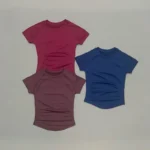 Women Sports T-Shirt Round Neck Short Sleeve Breathable Stretchy Tops Gym Fitness Yoga - Image 4