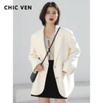 CHIC VEN Women's Blazer Korean Casual Solid Long Sleeve Coats All-match