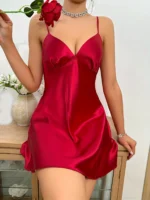 1-Piece Womens Satin Nightgown Elegant Slim Strap Slip Dress - Image 5