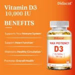 Vitamin D3 10,000 IU (250 mcg), Supports Immune Health, Calcium Absorption Muscle Function & Bone Strength - Image 5