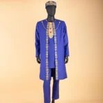 African Clothes for Men Agbada Robes Embroidery Shirts Pants Hats 4 Piece Set - Image 3