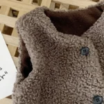 Autumn Winter Baby Lamb Wool Plus Velvet Waistcoat Girls Boys Plush Vest Single Breasted V Neck - Image 5
