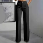 Women's High-Waisted Straight-Leg Trousers Formal Office Trousers Slim-Fit Cut