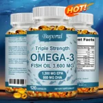 Omega 3 Fish Oil - for Nervous System, Skin and Hair Health, Antioxidants - Easy To Swallow