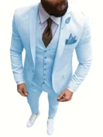 New Men's Suits 3 Pieces Groom Bestman Slim Fit Wedding Prom Party Tuxedo Suit (Blazer+Pants+Vest) - Image 2