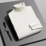 Autumn Mens High Quality Knitted Turtleneck Sweater Slim Fit Long Sleeve - Image 2