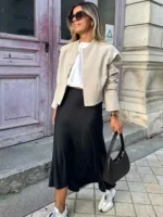 Willshela 2024 Black Satin Skirt Woman High Waist Elegant Long Skirts For Women - Image 2