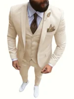 New Men's Suits 3 Pieces Groom Bestman Slim Fit Wedding Prom Party Tuxedo Suit (Blazer+Pants+Vest) - Image 4