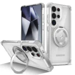 Rotating Magnetic Folding Stand Transparent Phone Case for Samsung