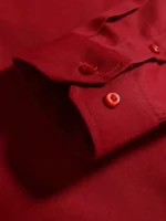 Men's Solid Red Long Sleeve Formal Dress Shirt for Business Office Wear - Image 6