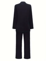 Women's Elegant Casual Blazer Jacket And Straight-Leg Pants Suit Set - Image 5