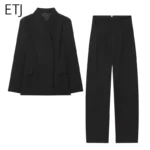 ETJ women's new fashion design three-dimensional cut high collar slim suit jacket - Image 2