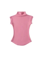 Women Summer Sexy Turtleneck Sleeveless T-Shirts Tops Solid Slim Fit Pullovers - Image 5