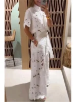 Sexy Lapel Single-breasted Shirt Top + Wide-leg Pants 2-piece Set Women Fashion - Image 6