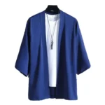 Summer Men Solid Color Kimono Cardigan Big Size 3XL Women Simple Haori Japanese Traditional Costume - Image 4