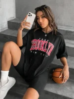 Vintage 1898 Brooklyn New York Womens T-Shirts Oversize American Short Sleeve - Image 3