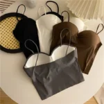 1pc Top Bra Seamless Skin-Friendly U-Back Vest with Fixed Chest Pad Suspender for Women - Image 2