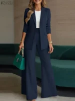 ZANZEA 2026 Spring Autumn Women Outfits Office 2 Piece Sets Elegant Long Sleeve - Image 2
