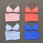 HISTELLO Gym Set 2 Piece Women Strappy Yoga Bra Top Workout Scrunch Shorts - Image 3