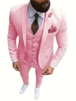New Men's Suits 3 Pieces Groom Bestman Slim Fit Wedding Prom Party Tuxedo Suit (Blazer+Pants+Vest) - Image 5