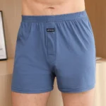 100% Cotton Men Pajama Shorts Summer Solid Elastic Waist Short Pants