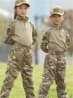 Boys Tactical Uniform Hunting Clothing Sets Children Airsoft Camouflage Suits