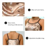 Women's Sleepwear Summer Floral Print Satin Nightgown Casual Sleeveless Backless Slip - Image 5
