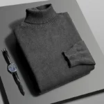 Autumn Mens High Quality Knitted Turtleneck Sweater Slim Fit Long Sleeve - Image 5