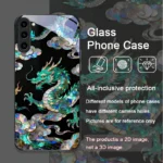 Stylish Tiger Dragon Marble Texture Printed Tempered Glass Phone Case - Image 3