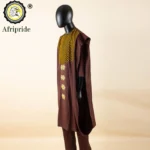 African Suit for Men Agbada Robe Dashiki Printed Shirts and Pants 3 Piece Set Kaftan Outfits - Image 3