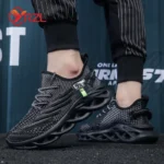 YRZL Men Sports Running Black Jogging Shoes Casual Sneakers - Image 6