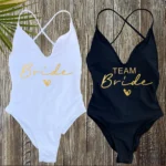 Sexy Padded One Piece Swimsuit Women Team Bride Swimwear