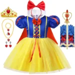 Snow White Princess Dress Up Kids Girls Halloween Costume With Cape
