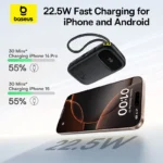 Baseus 22.5W 10000mAh 20000mAh Power Bank Built-In Retractable USB-C - Image 2