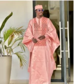 African Clothing For Men Traditional Bazin Riche Embroidery Design Top Long Sleeve 3 Piece Set - Image 2