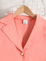 Spring and summer girls fashion outdoor leisure vacation 2-piece pink suit - Image 3