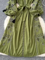 Bohemian Retro Ethnic Style Dress Women's New Spring Autumn Embroidered Lace Up - Image 3