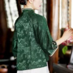 Chinese Ethnic Style Embroidery Women's Shirt Imitation Silk Buckle Tang Costume - Image 4