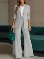 ZANZEA 2026 Spring Autumn Women Outfits Office 2 Piece Sets Elegant Long Sleeve - Image 3