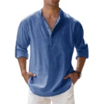 New Cotton Linen Shirts for Men Casual Shirts Lightweight Long Sleeve - Image 4
