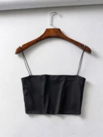 2022 Summer Women's Crop Top Sexy Elastic Cotton Camis sleeveless Short Tank Top Bar - Image 2
