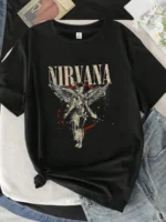 Letters and Angels Round Neck Women's T-shirt Short Sleeves Fashion