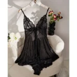 Summer Soft Sheer Nighty Pajamas Nightgowns Dark Green Halter Dress Women Sleepwear - Image 3