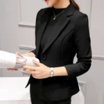 Black Women Blazer 2025 Formal Slim Blazers Lady Office Work Suit Pockets Jackets Coat - Image 5