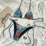 Sexy Leopard Print Bikini Swimsuit Women Summer New Lace-Up V-Neck Tops - Image 6