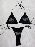 2000s Woman Punk New Beach Swimwear gothic clothes BRAT Rhinestone printing Grunge Swimsuit - Image 2