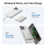 Baseus Qi2 Magnetic Power Bank With Kickstand PD 20W 5000mAh Portable Wireless - Image 3