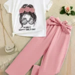 A set of two fashionable and simple cartoon print cool round-neck