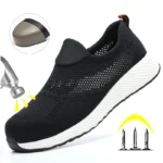 Breathable Safety Shoes Man Steel Toe Anti-Puncture Reinforced Sole Men's Work Shoes